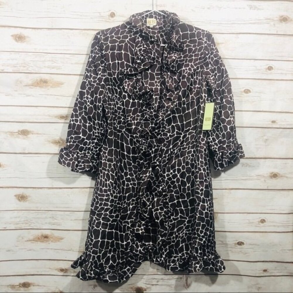 New BB‎ boo gemes women’s silk open ruffle duster size S